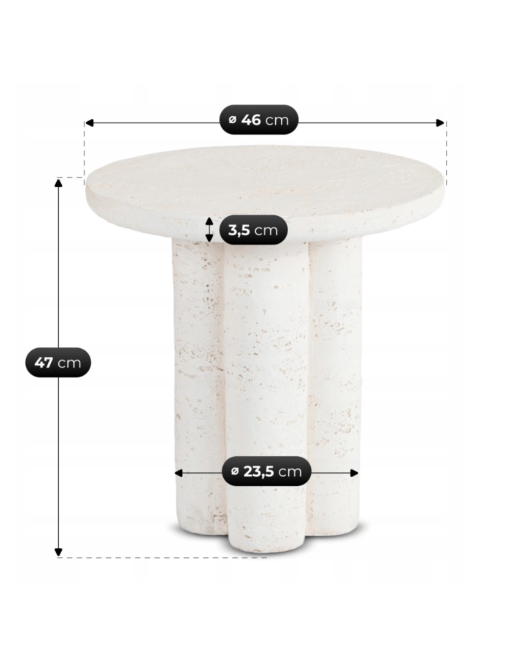 Šoninis staliukas BROK Ø46 baltas - Image 4