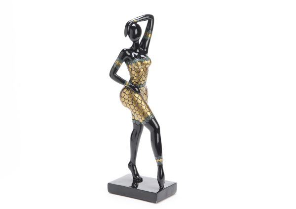 Dekoracija moteris 13x10x40h juoda su auksu