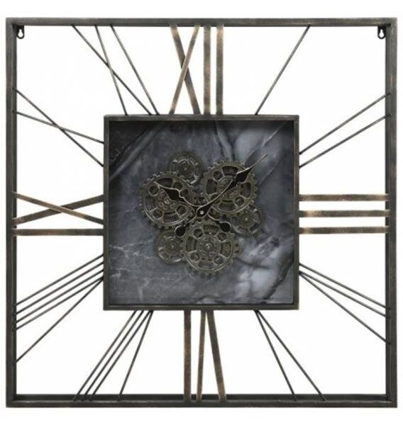 Laikrodis METALL GLASS 80x80 juodas